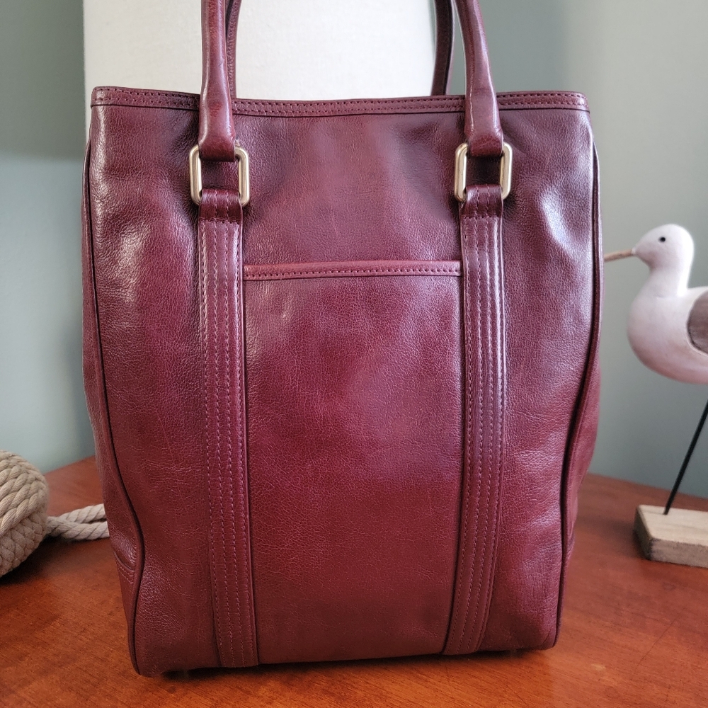 Coach 9704 Buffalo Hide Paper Bag Tote Mahogany Brown Leather Vintage Bag - Picture 3 of 16